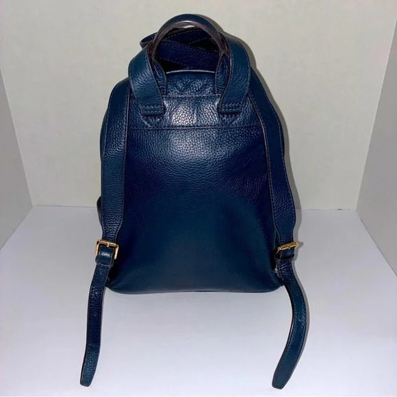 Michael Kors Abbey Backpack Medium Navy Blue Leather Studded *READ - Picture 2 of 14